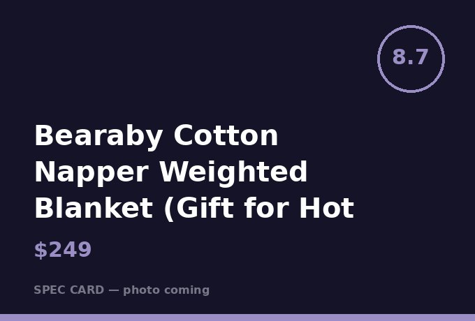 Bearaby Cotton Napper Weighted Blanket (Gift for Hot Sleepers)